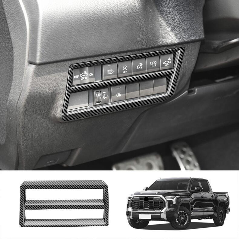 Fit For Tundra 2022-2024 Carbon Fiber Headlight Switch Frame Trim 1pcs v