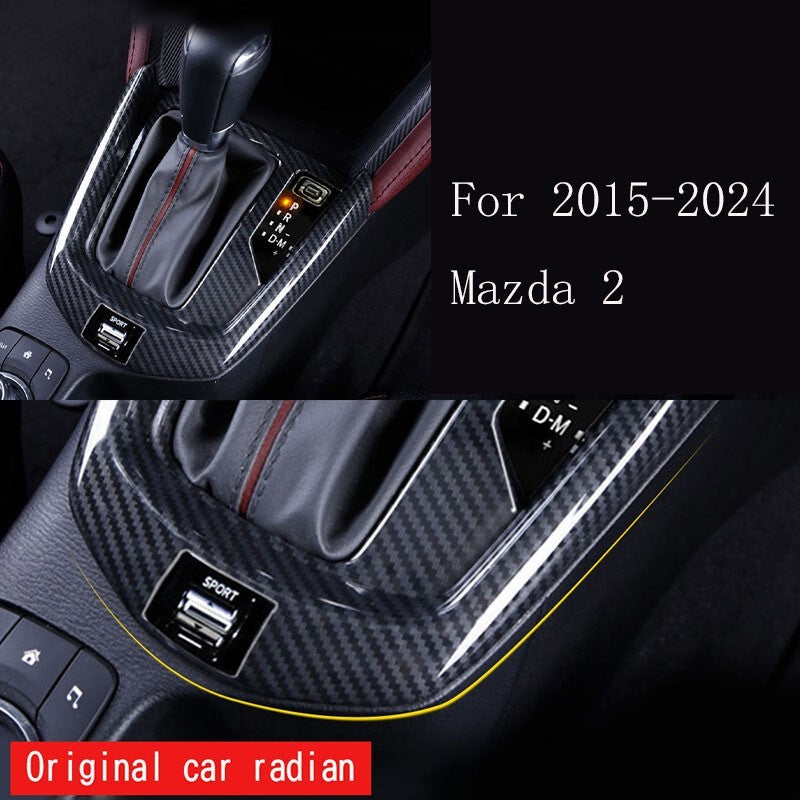 RHD Carbon Fiber Gear Shift Panel Cover For 2015-2024 for Mazda 2 Accessories Parts