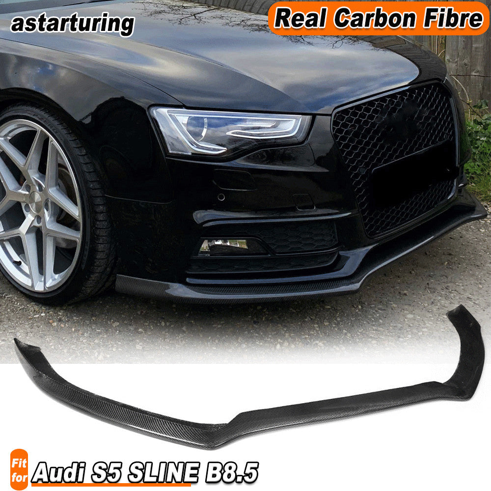 for Audi S5 SLINE B8.5 2013-17 Coupe Real Carbon Fiber Front Bumper Lip Spoiler