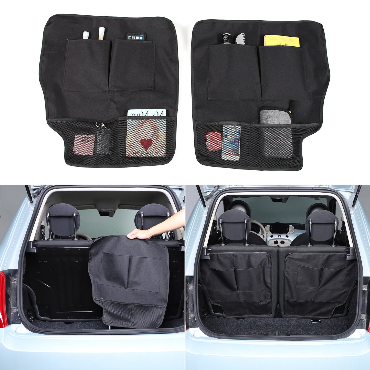 Car trunk storage bag, rear for seat storage bag suitable for Fiat 500 16-23 interior accessories - n