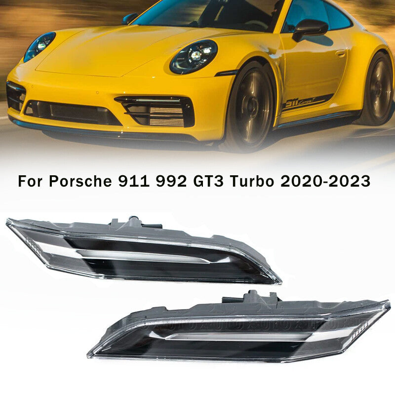 LED turn signals on the dual fender sides for Porsche 911 992 GT3 Turbo 2020 - 2023