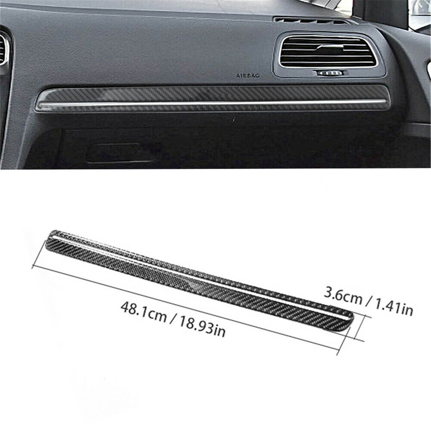 15PCS Left Hand for Golf 7 GTI MK7 Carbon Fiber Interior Dashboard Trim 14-19