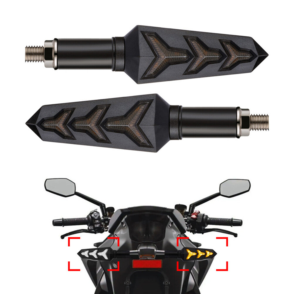 Sequential LED Turn Signal Amber Blinker Light Tail Brake Lamp Pair Yellow+White