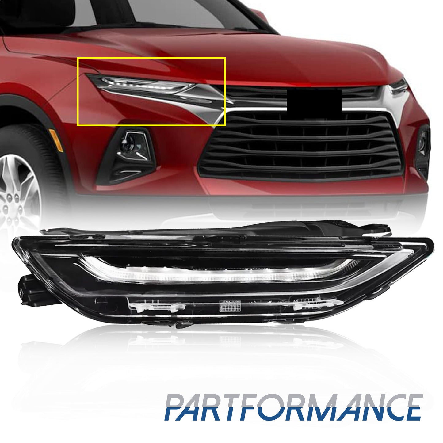 Applicable to 2019-2022 for Chevrolet Blazer LED DRL daytime running lights, right passenger side. Q