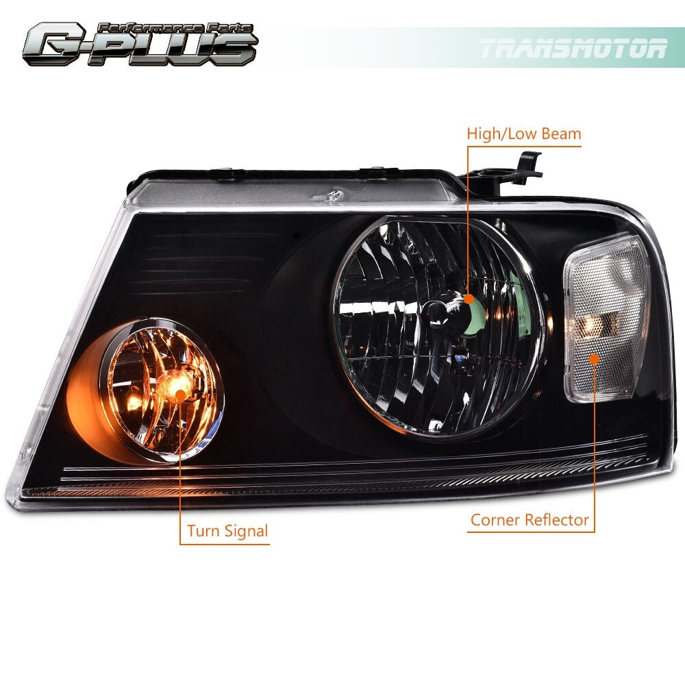 2 White Replacement Headlights for 04-08 for Ford F150 for Lincoln Mark LT
