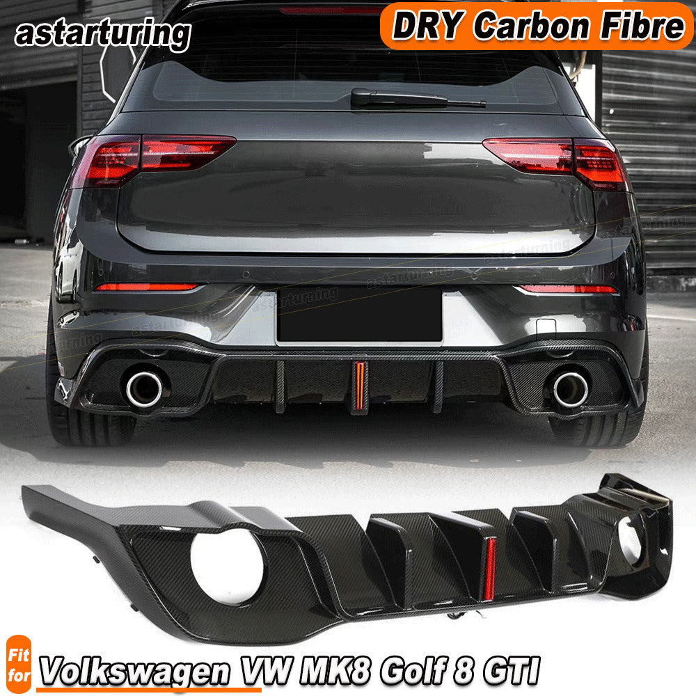 for Volkswagen for VW MK8 for Golf 8 GTI 2020+ Dry Carbon Fiber Rear Bumper Diffuser Lip