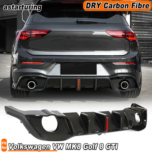 for Volkswagen for VW MK8 for Golf 8 GTI 2020+ Dry Carbon Fiber Rear Bumper Diffuser Lip