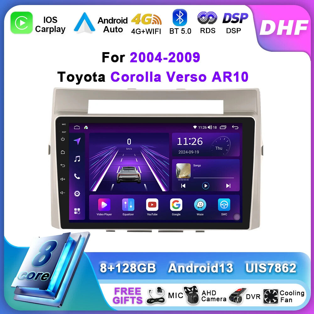 for Toyota for Corolla Verso AR10 2004-2009 CarPlay Car Radio GPS Multimedia Screen
