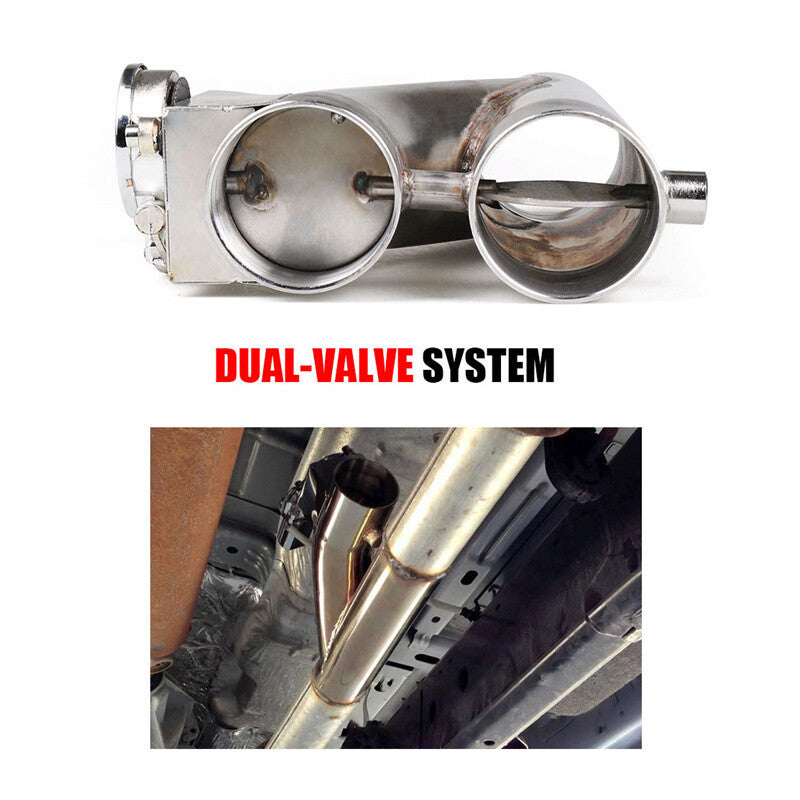 3'' Double Electric Exhaust Y Pipe Dual Control Valve Kit Remote Switch Q