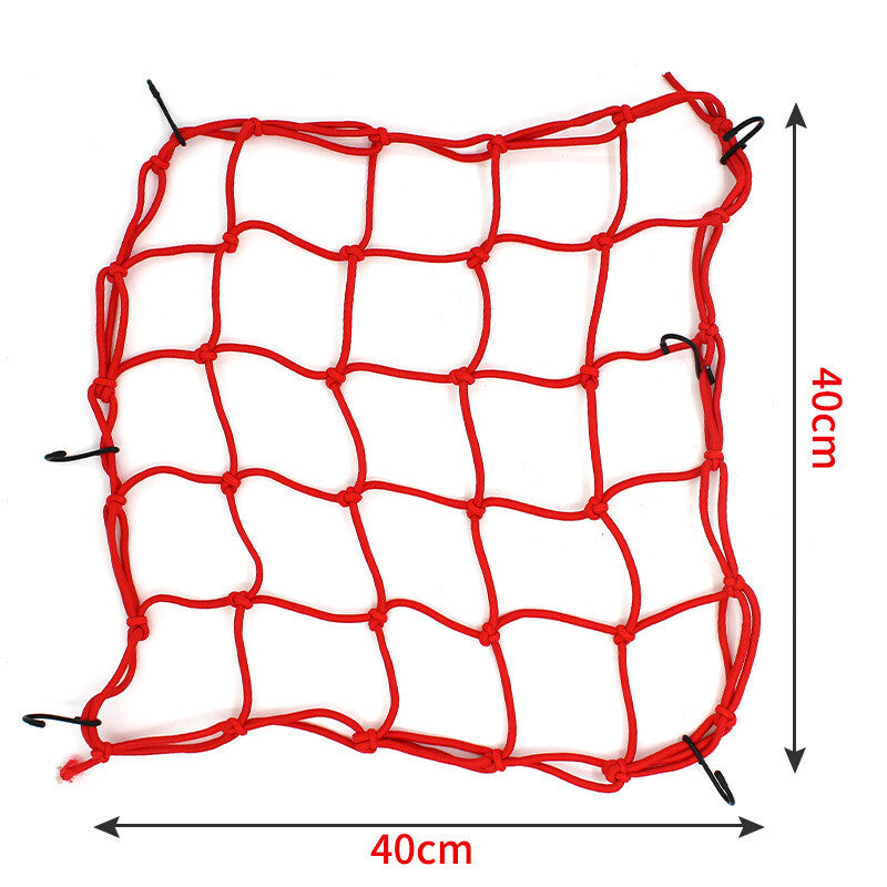 40*40CM Motorcycle Elasticated Luggag Cargo Net Strong Webbing Straps Tie Red Q