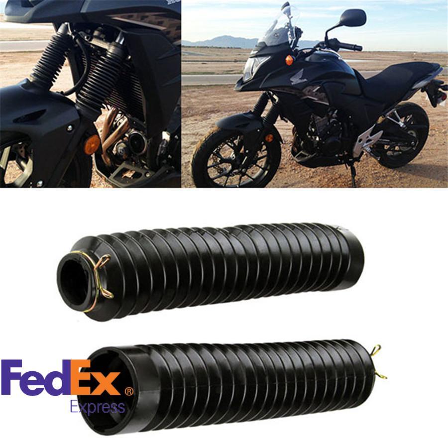 2x Black Rubber Motorcycle Front Fork Gaiters Boot Protector Cover Seal US Stock Q