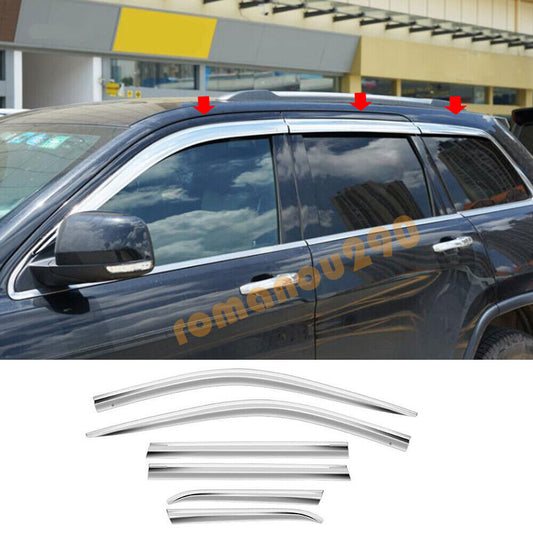 for Jeep Grand Cherokee 11-21 Chrome Window Visors Sun Rain Guard Vent Deflector