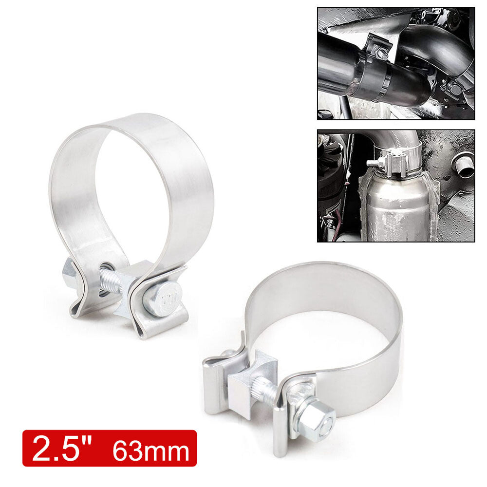 2.5 304 Stainless Steel Narrow Band Muffler Exhaust Pipe Clamp Sleeves 2 PCS Q