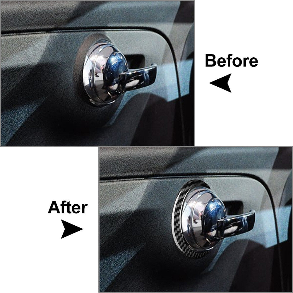 Carbon Fiber Interior Door Handle Ring Trim Cover for Fiat 500 2012-2015