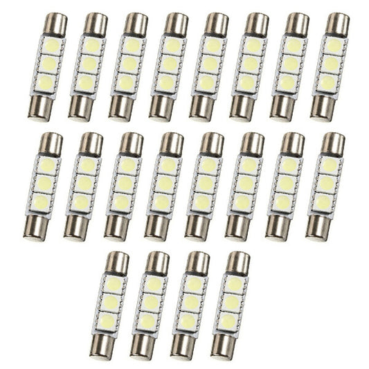20 LED xenon bulbs, white, 3SMD 6641 6614F, for sun visors, vanity mirrors, and fuse lamps. n