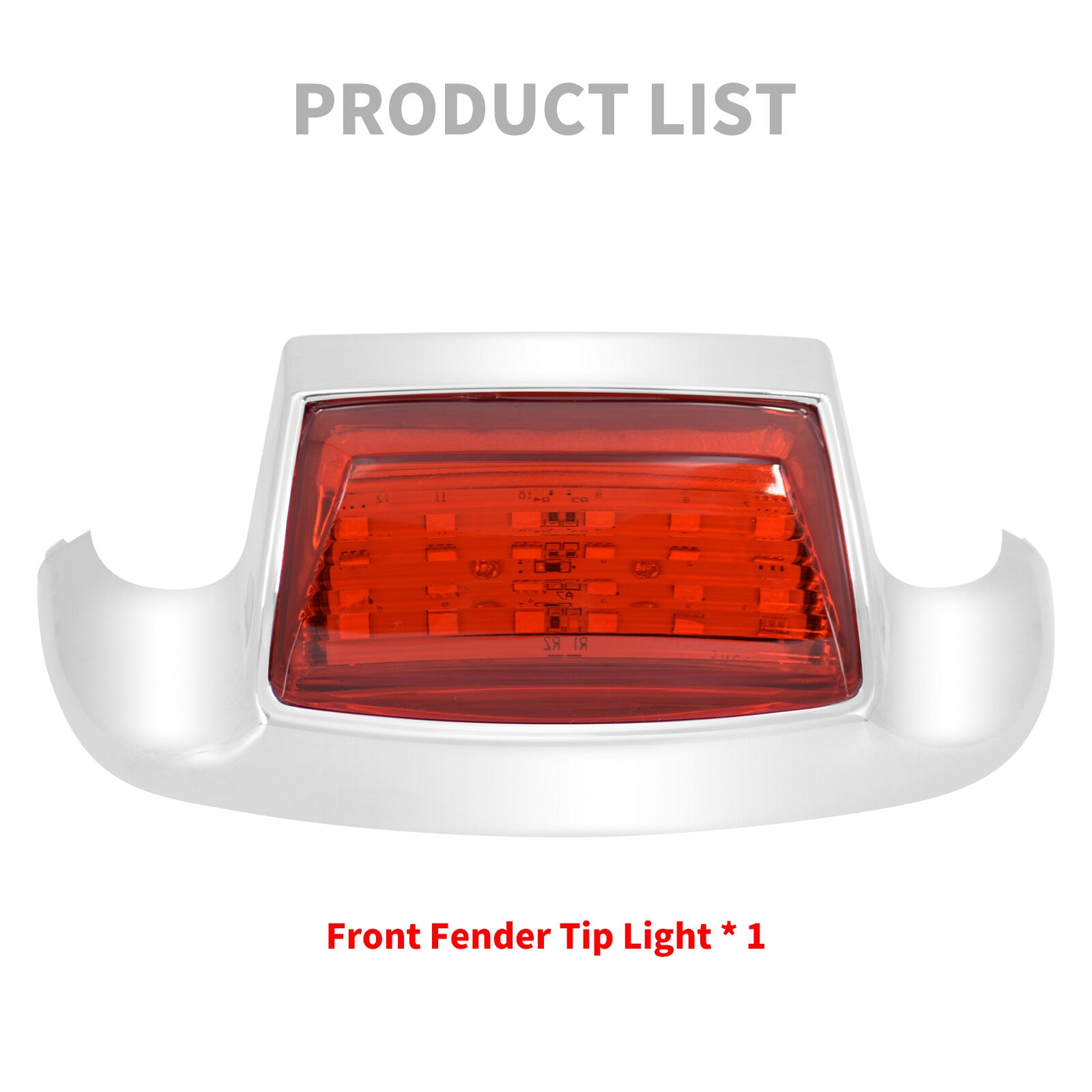 Front Fender w/ Red Lens Tip LED Light Fit for Harley Electra Road Glide Softail Q