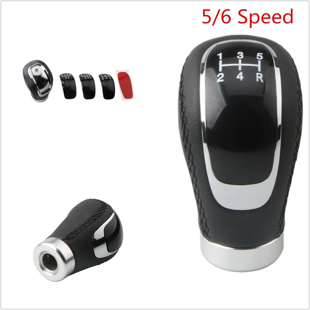 Manual transmission gear lever with 5/6 speed cover, black polyurethane synthetic leather. n