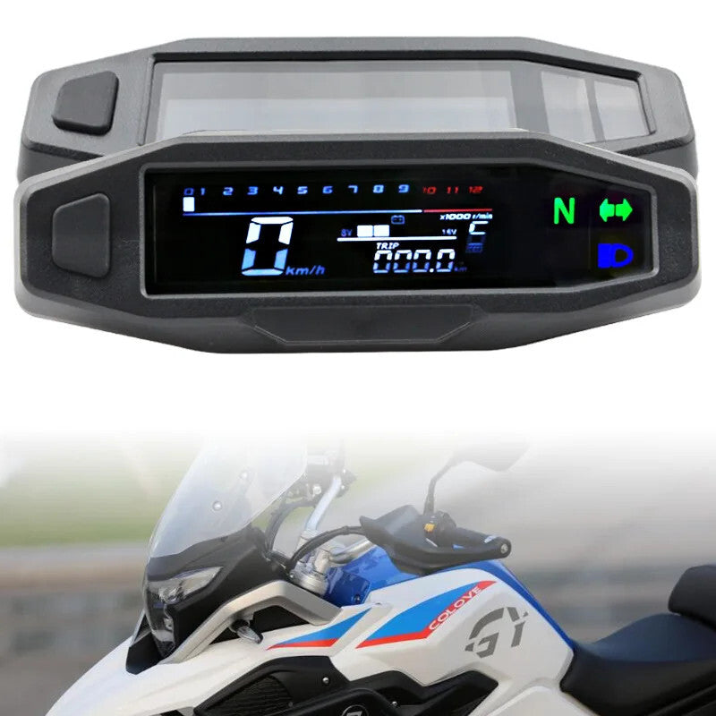 Motorcycle Speedometer Oil Gauge Tachometer Digital Meter LCD Display Instrument
