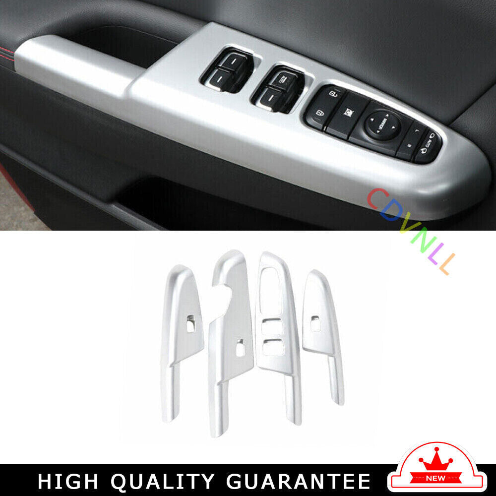 Car Glass Window Lifting Lock Panel Trim for Kia Sportage 2017-2020 Matte Silver
