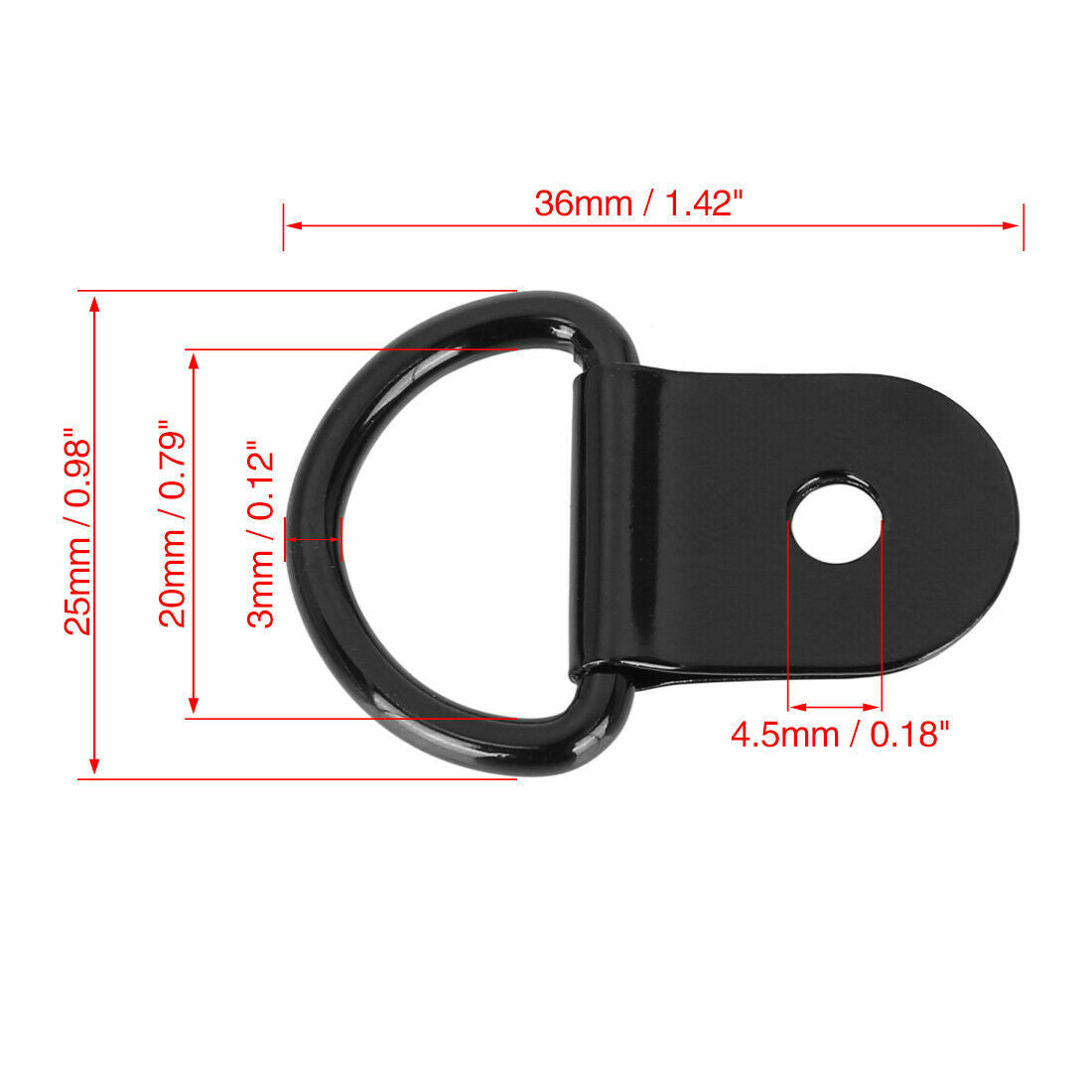 20 Pcs Black D Shape Tie Down Anchors Ring For Car Truck Trailers RV Boats Q
