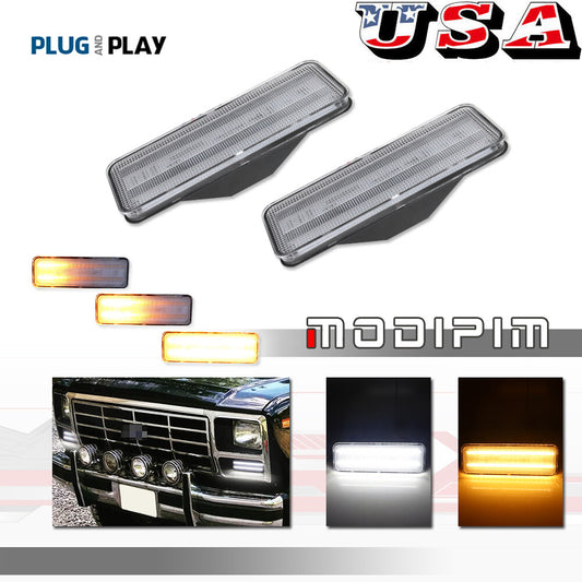 2 Pack Transparent Front Bumper Turn Signal Lights for Mustang F100 F150 F250 F350 - v