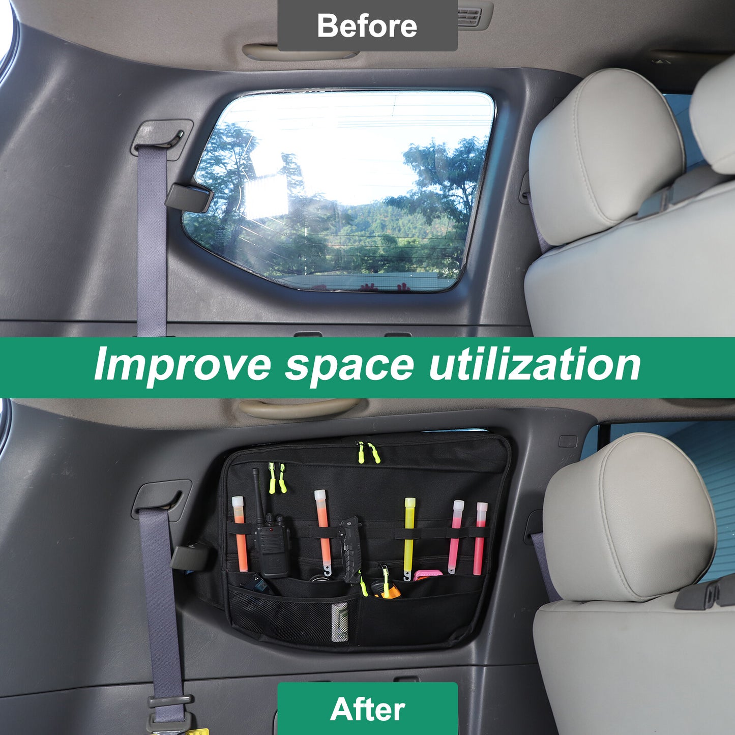 Left rear trunk window storage bag/organizer for Prado FJ120 03-09- n