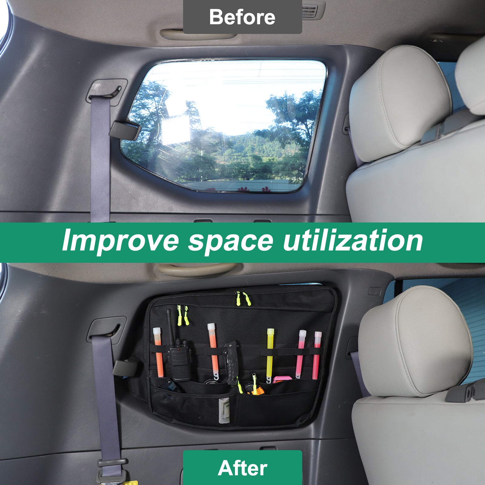Left rear trunk window storage bag/organizer for Prado FJ120 03-09- n