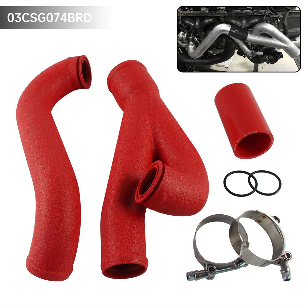 2 Aluminum Turbo Outlet Charge Pipe Kit For 2007-2013 for BMW 335i 335is N54 Red