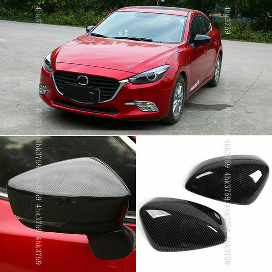 2X for Mazda 3 Axela 2017-2018 ABS Carbon fiber Side Rearview Mirror Cover Trim