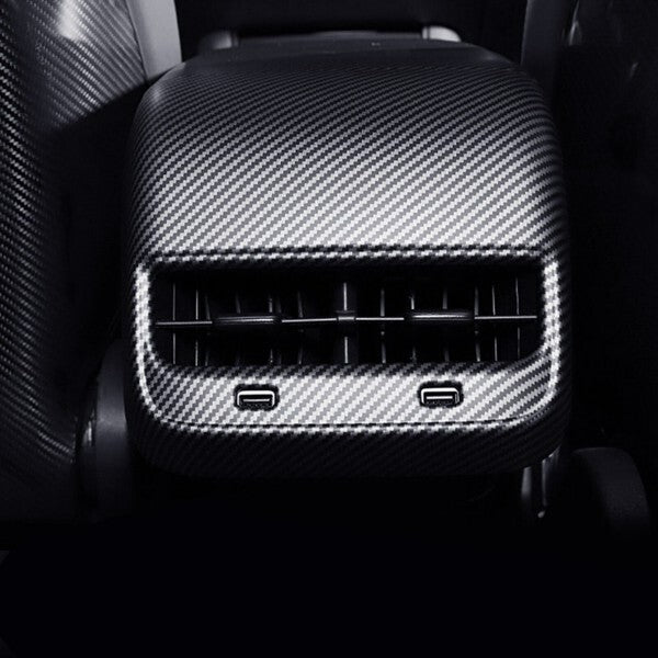 for Model Y 3 2017-2023 Matte Carbon Fiber Rear Air Vent Socket Cover Trim - n
