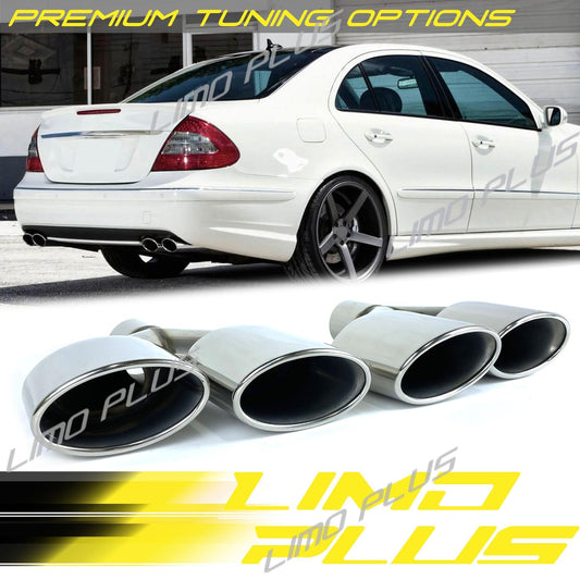 58mm Oval Chrome Exhaust Tips for Mercedes W220 W221 W204 W218 W212 W212 SLK Q
