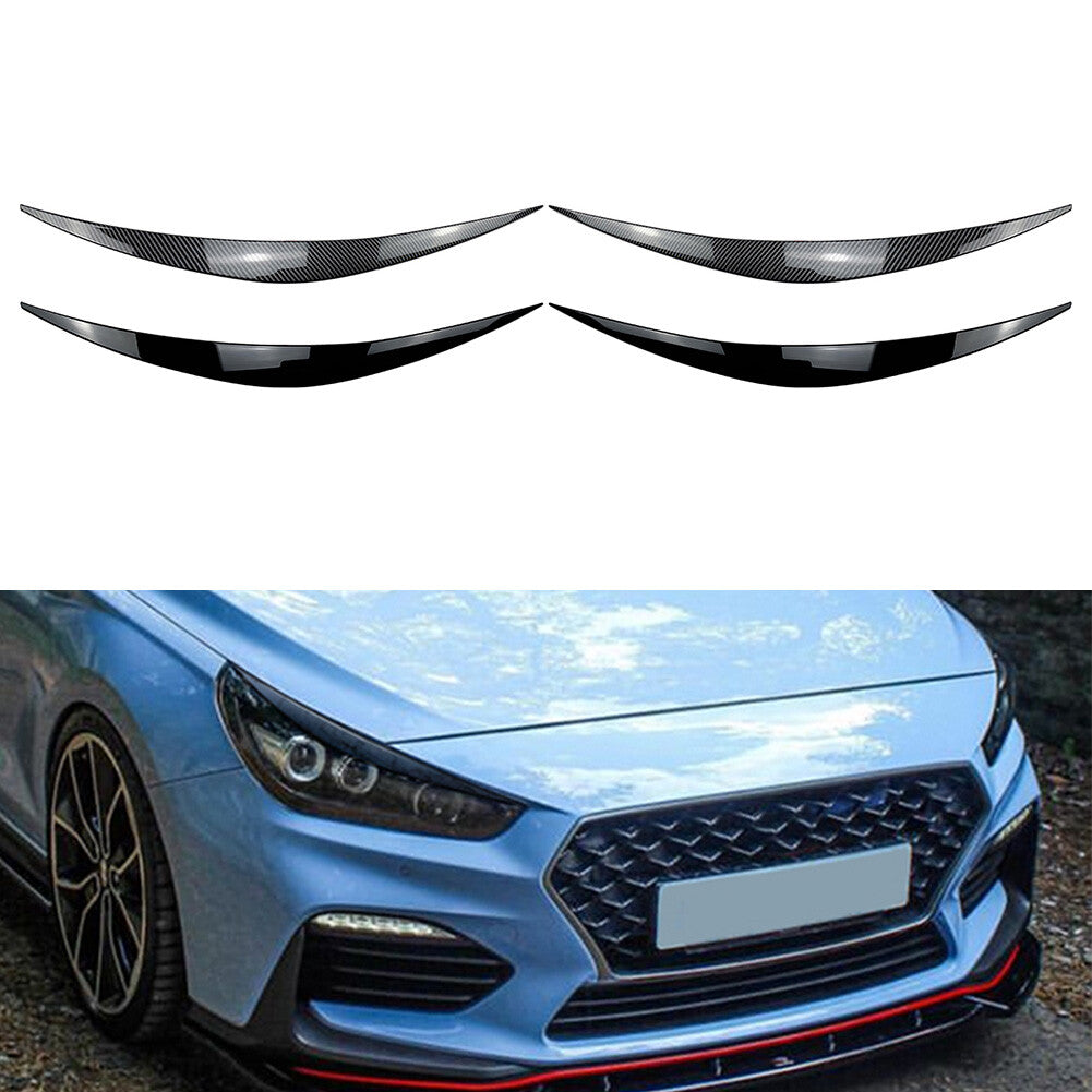 2x Front Headlight Eyelid Eyebrow Trims for Hyundai i30 i30N MK3 2017-2020