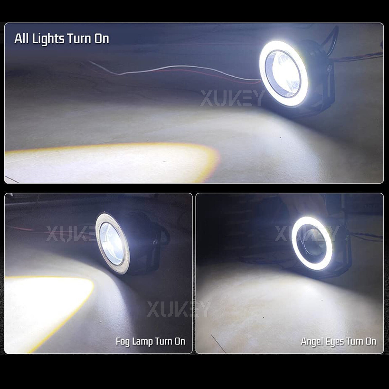 2.5 LED Fog Light Bulbs Angel Eye Projector Lamp for Eagle Eye Lens DRL Halo Ring