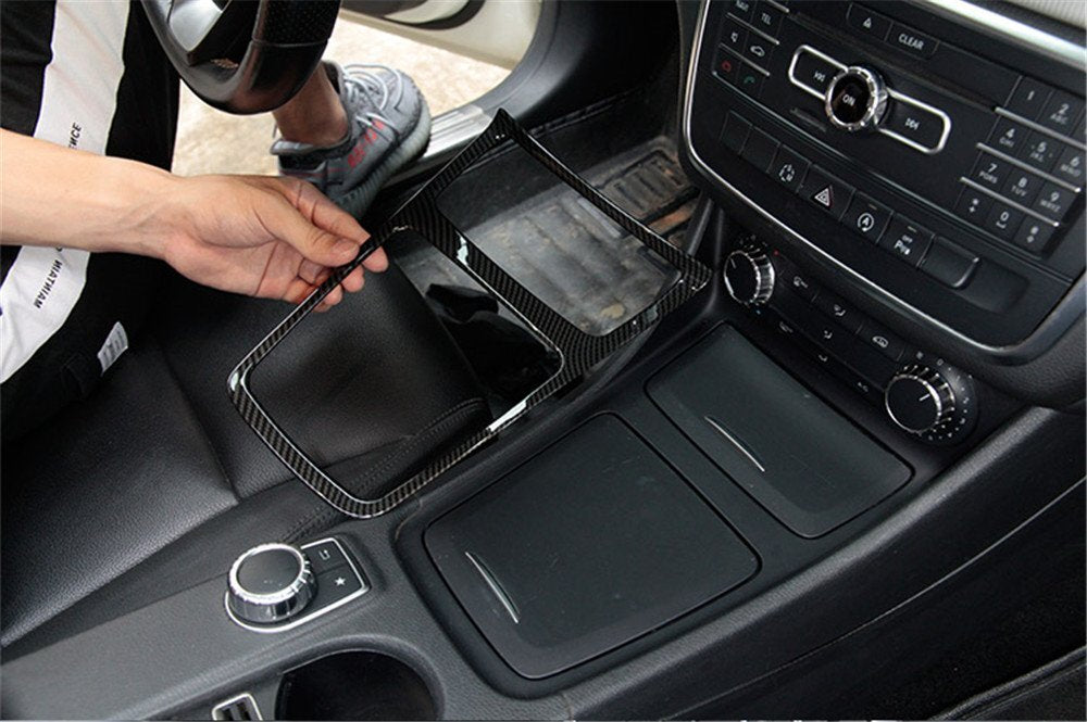 Carbon ABS Central Storage Box Panel Cover for Benz A GLA CLA Class W176 2013-19