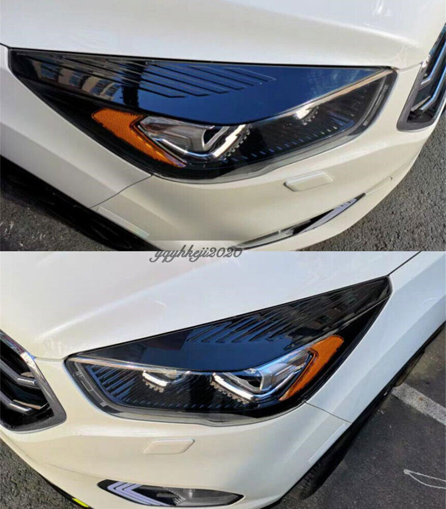 Fit for Ford Escape Kuga 2017-19 2PCS Glossy Black Front Headlight Lamp Eyebrow Trim