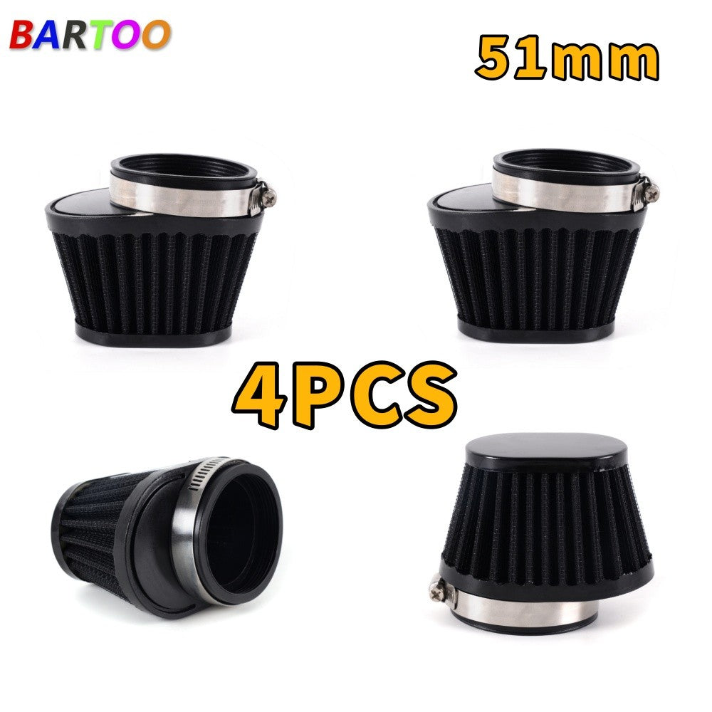 4X Black 51mm 2in Motorcycle Air Intake Filter Cleaner Pod Replacement Universal Q