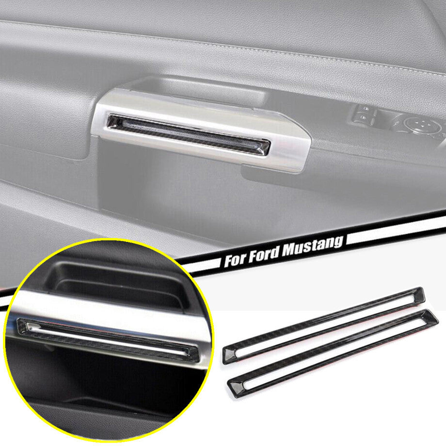 For 2015-2022 for Mustang Carbon Fiber Inner Door Handle Ring Frame Trim Cover v