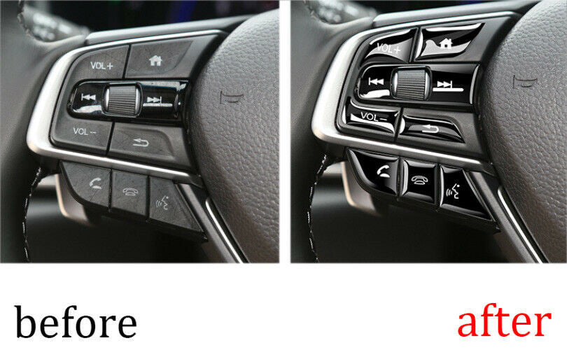 16p for Honda Accord 10Th 2018-2022 Black Inner Steering Wheel Button Cover Trim