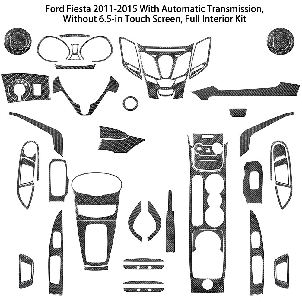 Carbon Fiber Full Set Interior Cover Trim Kit for Ford Fiesta 2011-2015