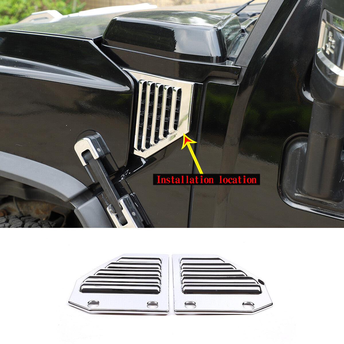 Chrome-plated side vent cover, air intake cover trim frame for Hummer H2 (2003-09-)