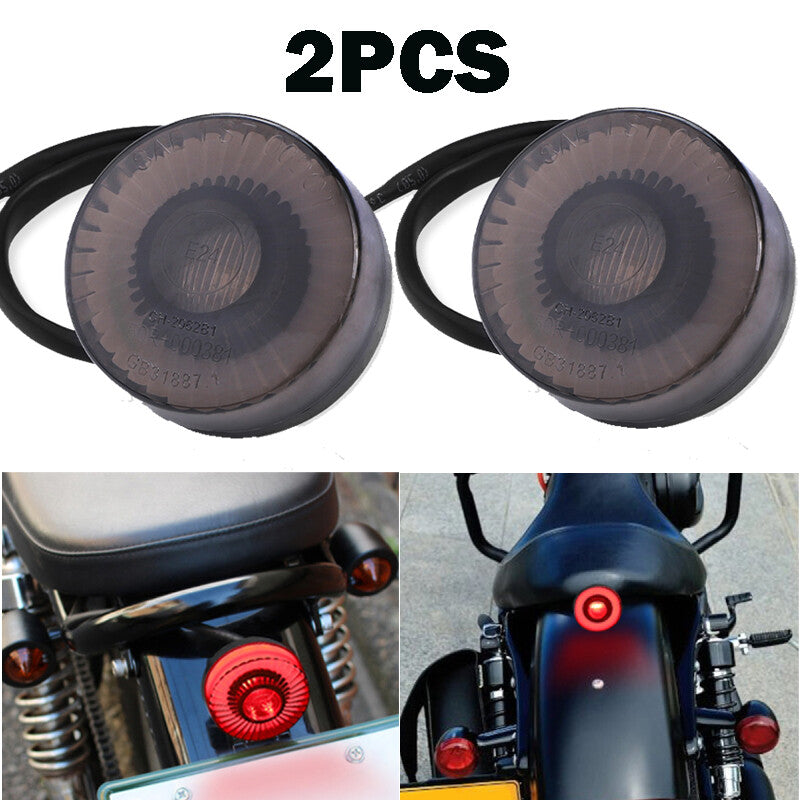 2X Universal Motorcycle Round Red LED Rear Brake Stop Tail Light Lamp ATV UTV