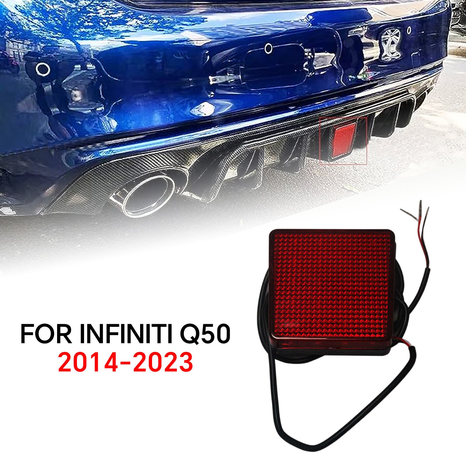 Real Brake Light Fit 14-23 for Infiniti Q50 Rear Bumper Diffuser Signal Beam Lamp AT