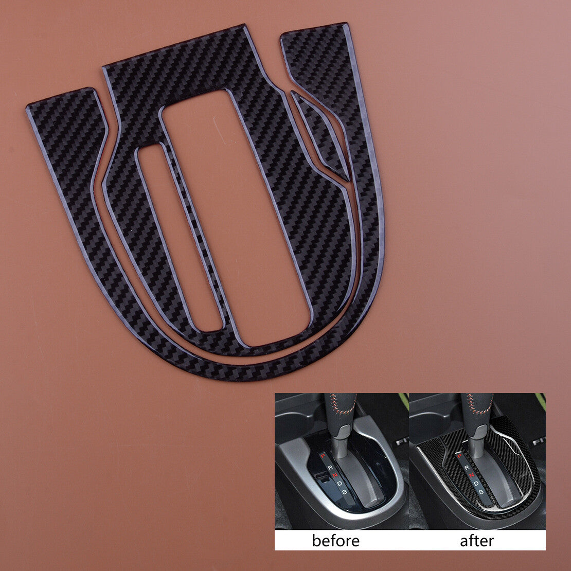 Carbon Fiber Interior Gear Shift Panel Cover Fit for for Honda FIT JAZZ 2014-2018 v