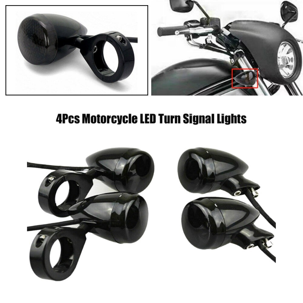 4-Piece Front and Rear Motorcycle Turn Signal Lights with 39mm Fork Clips for Harley-Davidson - n