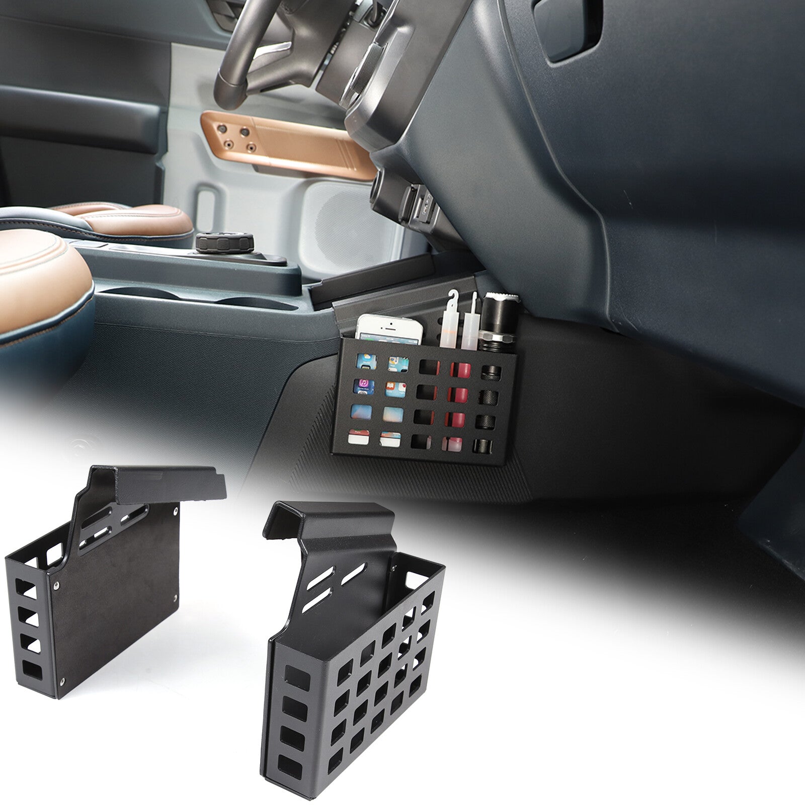 Alloy center-controlled phone holder trim for Toyota FJ Cruiser 2007-2021
