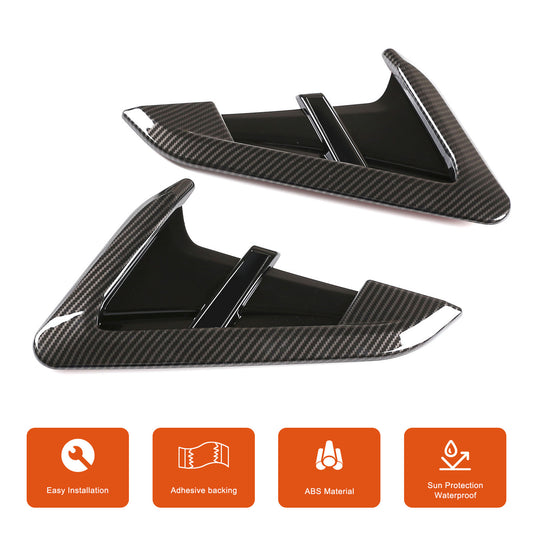 Gloss Black Windproof Buffet Deflector Vent Cover Kit for Fiat 500 2010 - 2023- v