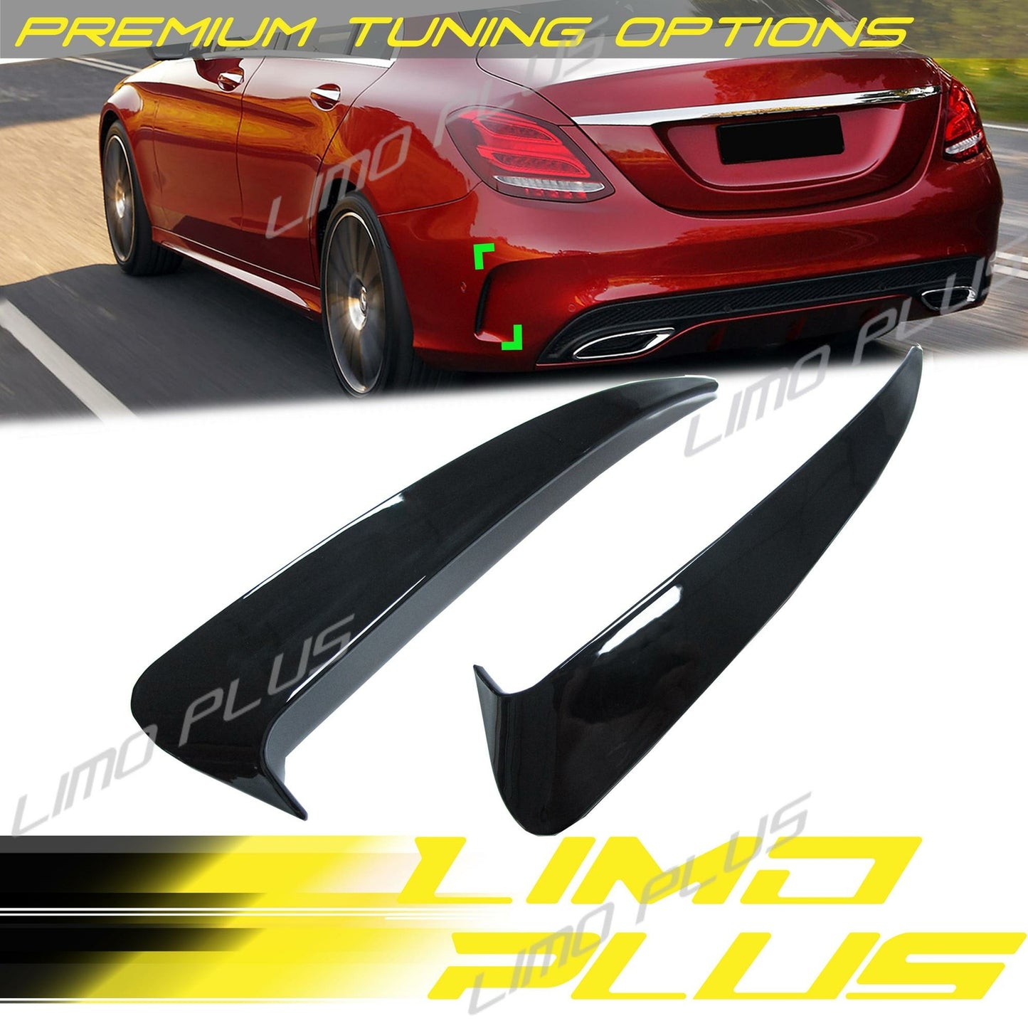 Gloss Black Rear Side Vent Canards for Mercedes W205 Sedan C450 C43 C300 AMG Q