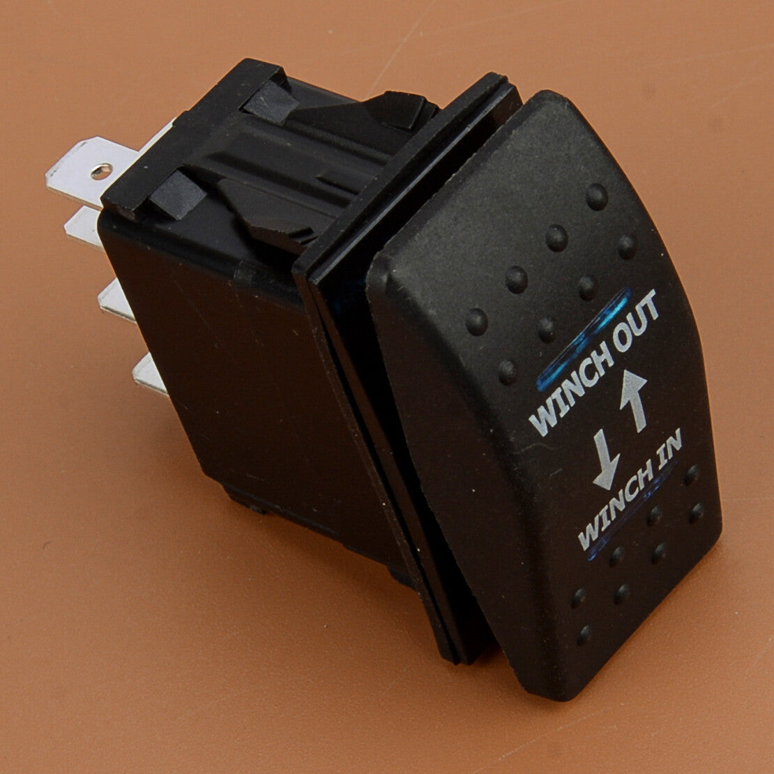 Momentary Rocker Switch Blue LED Light 7-pin Winch In/Out 12V-24V ON OFF ON New v