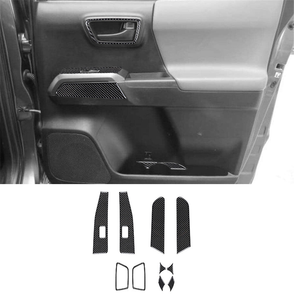 10x for Toyota Tacoma 2016-2021 Carbon Fiber Interior Rear Door Panel Cover Trim