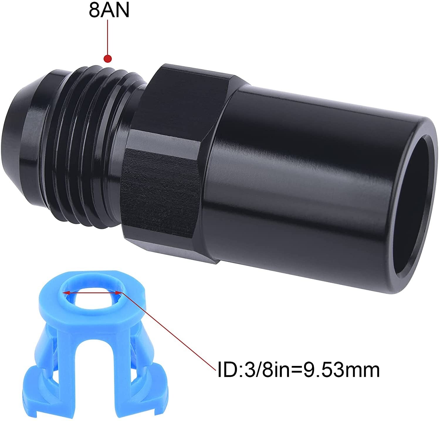2-Piece Set of 8AN Male Horn to 3/8 inch Quick Disconnect Female Push-Type EFI Fuel Rail Accessories